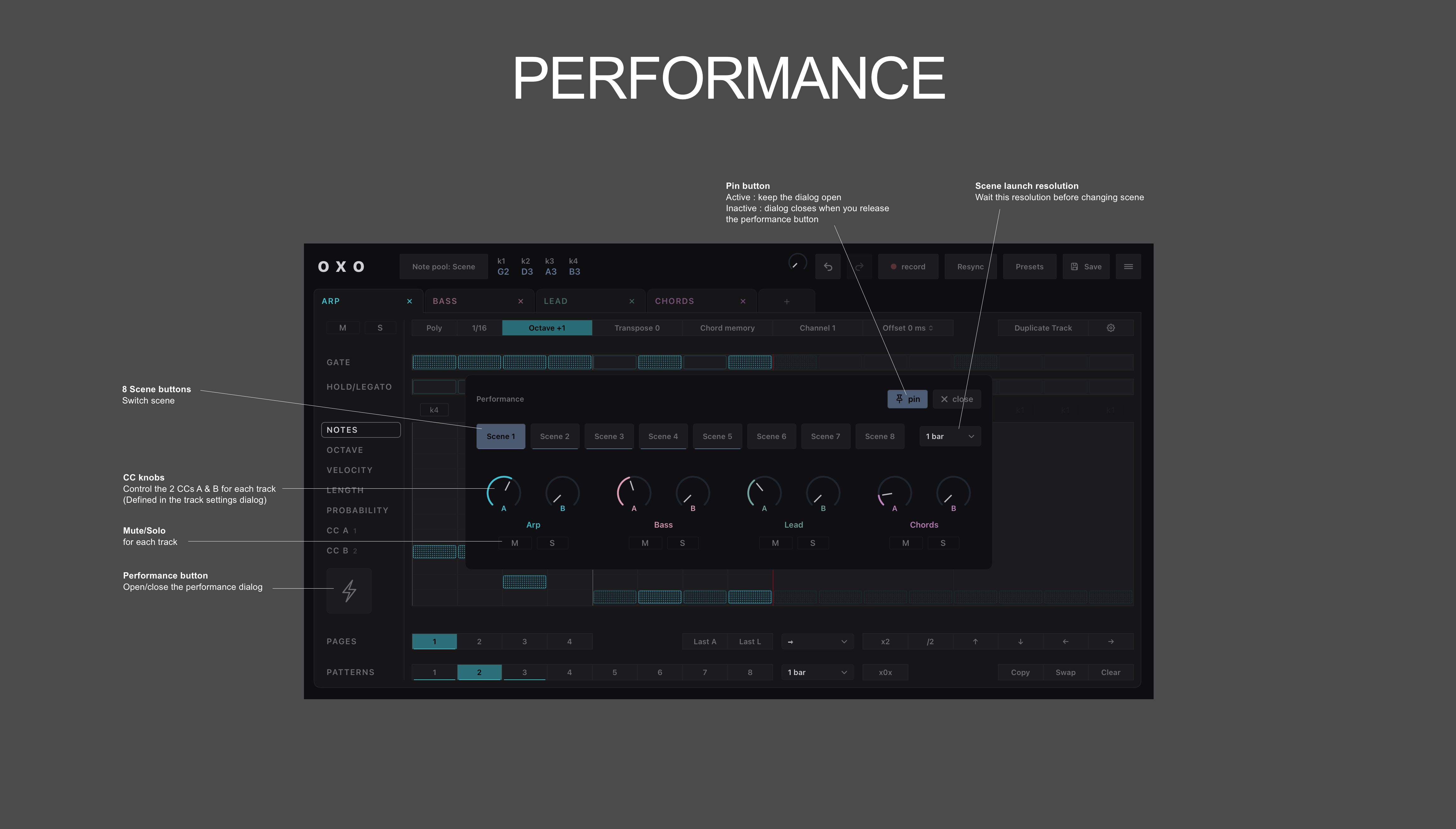 Oxo Steps manual screenshot: performance page